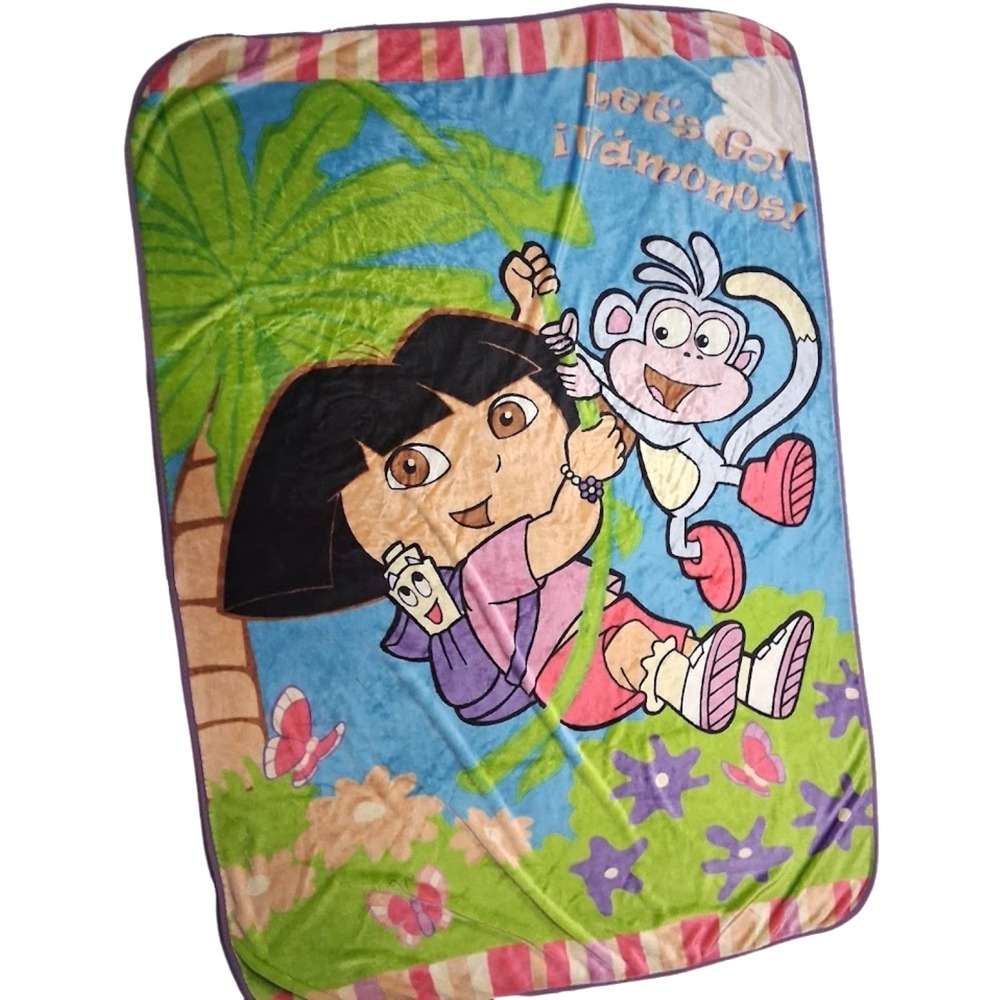 Nickelodeon Jr DORA The Explorer Big Throw Blanket 60x80 Let's Go Vamonos Boots‎